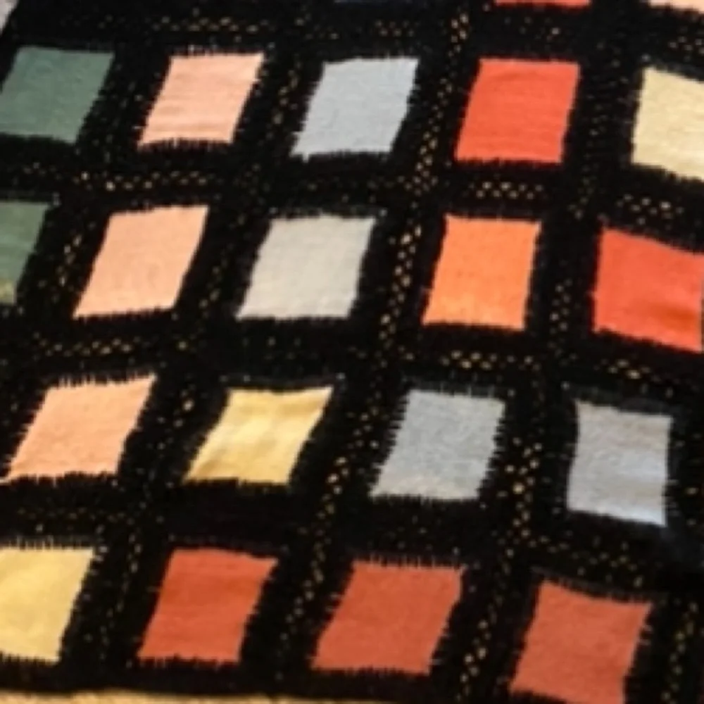 Vintage Hand Crafted Quilt Patchwork Primitive Antique Wool Crochet Knit Afghan